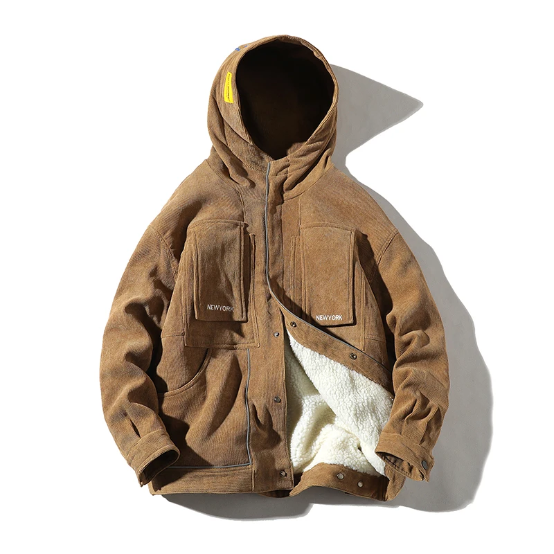 

FGKKS Men Jacket Double-Sided Wear Lambswool 2020 Winter Brand New Jacket Casual Warm Thick Parkas Coat Man Hooded Male Clothing