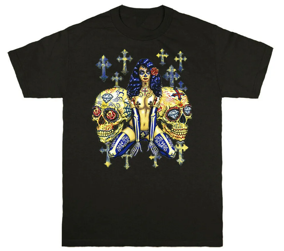 Футболка с принтом День мертвых и черепами классические уникальные