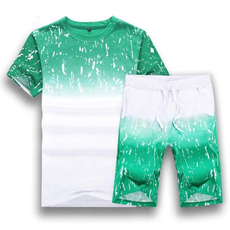 

Костюм спортивный мужской из 2 предметов, повседневные шорты и футболка, комплект одежды для фитнеса, лето