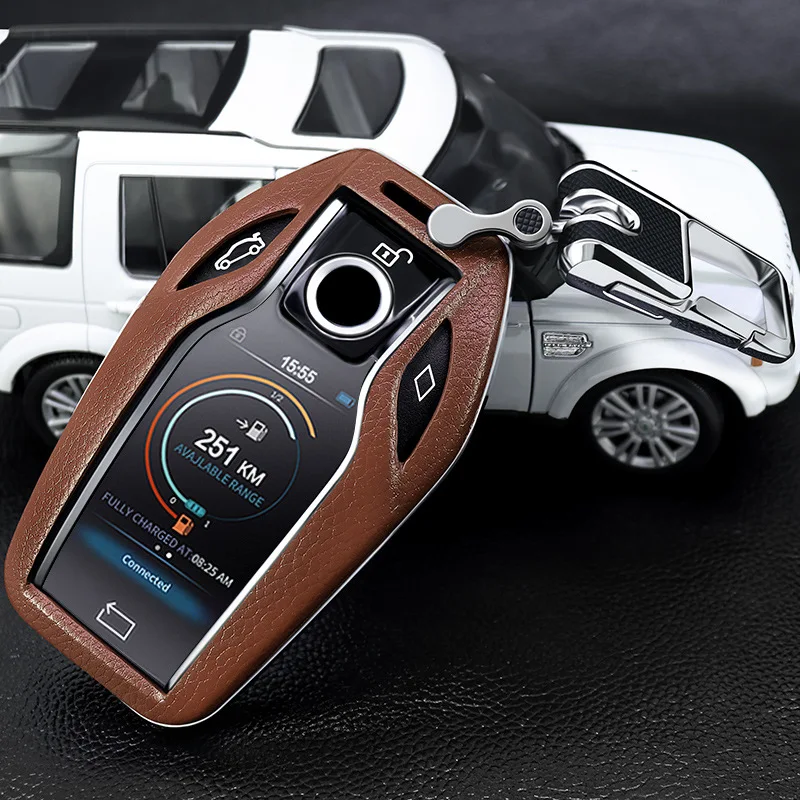 Кожаный чехол для ключей светодиодный дисплей BMW 5 7 серии G11 G12 G30 G31 G32 i8 I12 I15 G01 X3 G02 X4