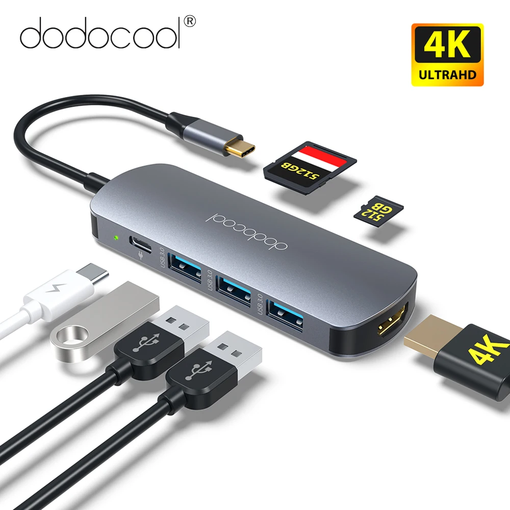 Dodocool 7 в 1 USB C HUB 4K HDMI-совместимый адаптер к 3 0 док-станции для MacBook Pro USB-C Type