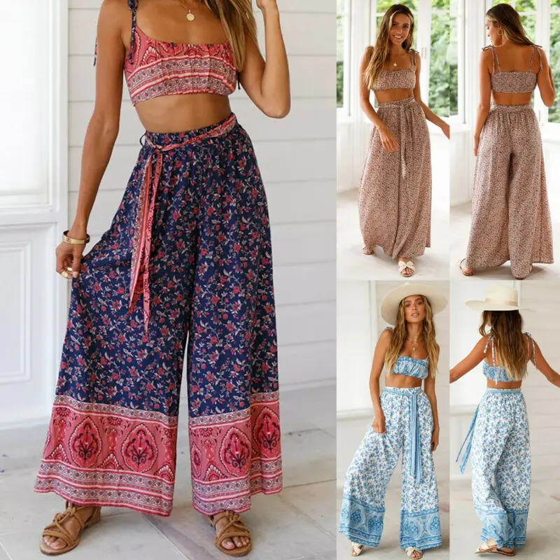 

Женские свободные широкие брюки-клеш колокол с высокой талией Boho Hippie