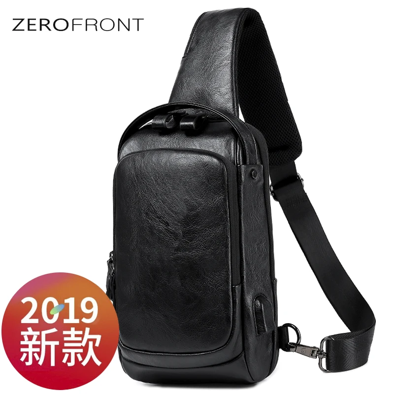 

inclined shoulder bag 2019 new men travel bag leather chest big capacity chest leisure shoulder bag students BaoChao