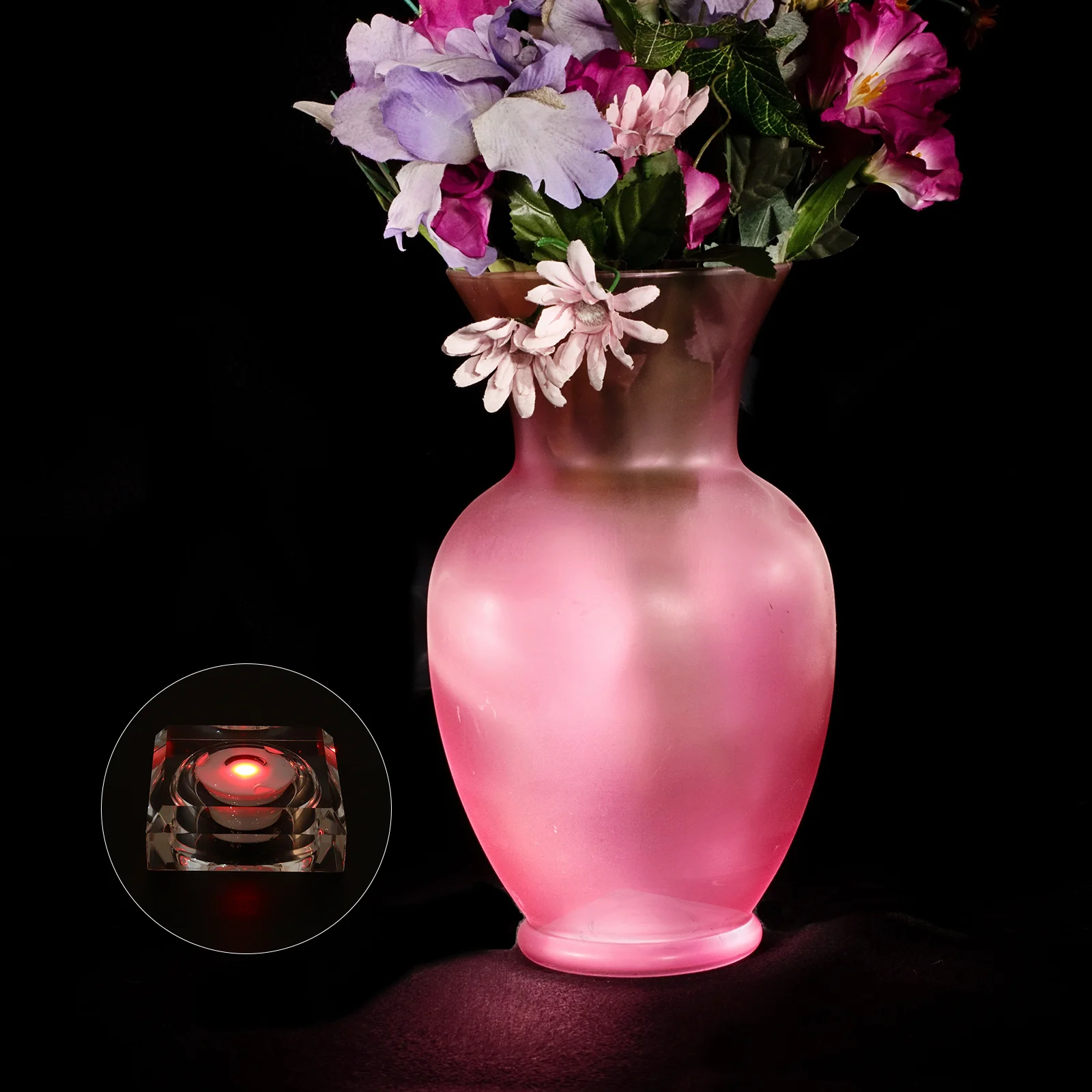 

2pcs Crystal Glass LED Lamps Holders Colorful LED Light Bases Creative Decors