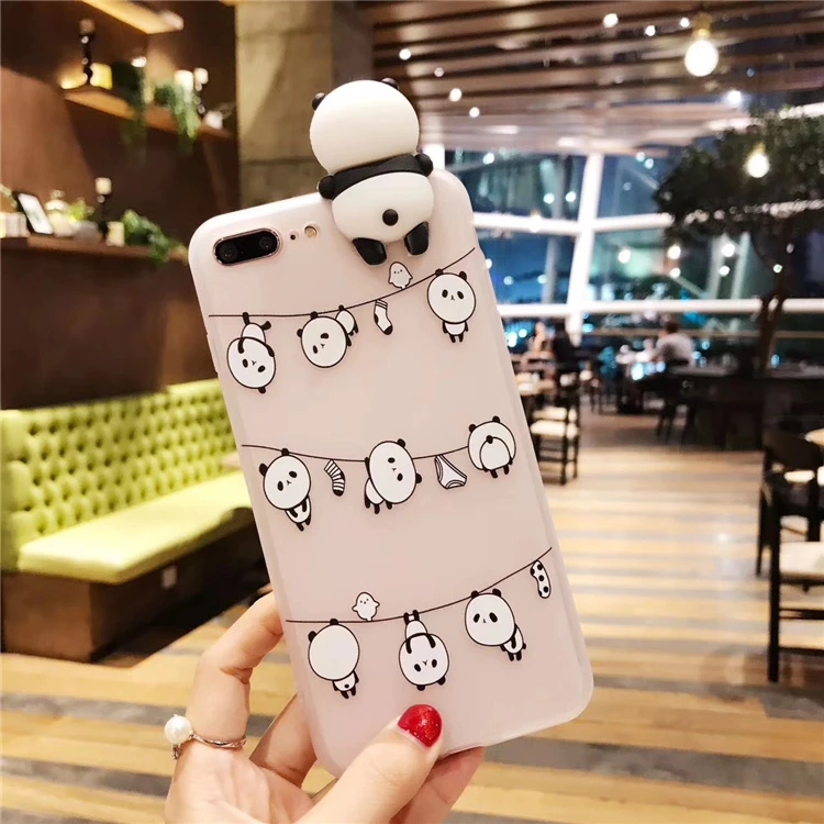 Забавный мультяшный чехол для телефона с пандой для iphone X XS чехол для MAX XR для iphone 7 6s 8 plus милый чехол кукла подставка поддержка мягкий чехол s Capa