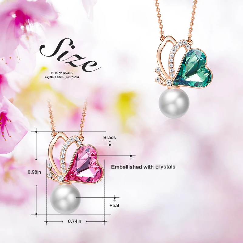 CDE Женская Золотая подвеска ожерелье украшено с кристаллами Бабочка подвеской в