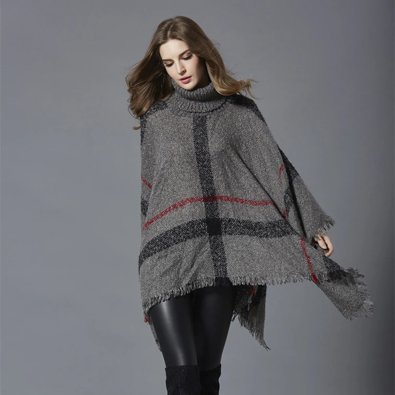 Poncho Sweater Women 2021 Winter Batwing Sleeve Loose Pullovers Tassels Hem Cloak Casual Tops Knitting Sweaters | Женская одежда