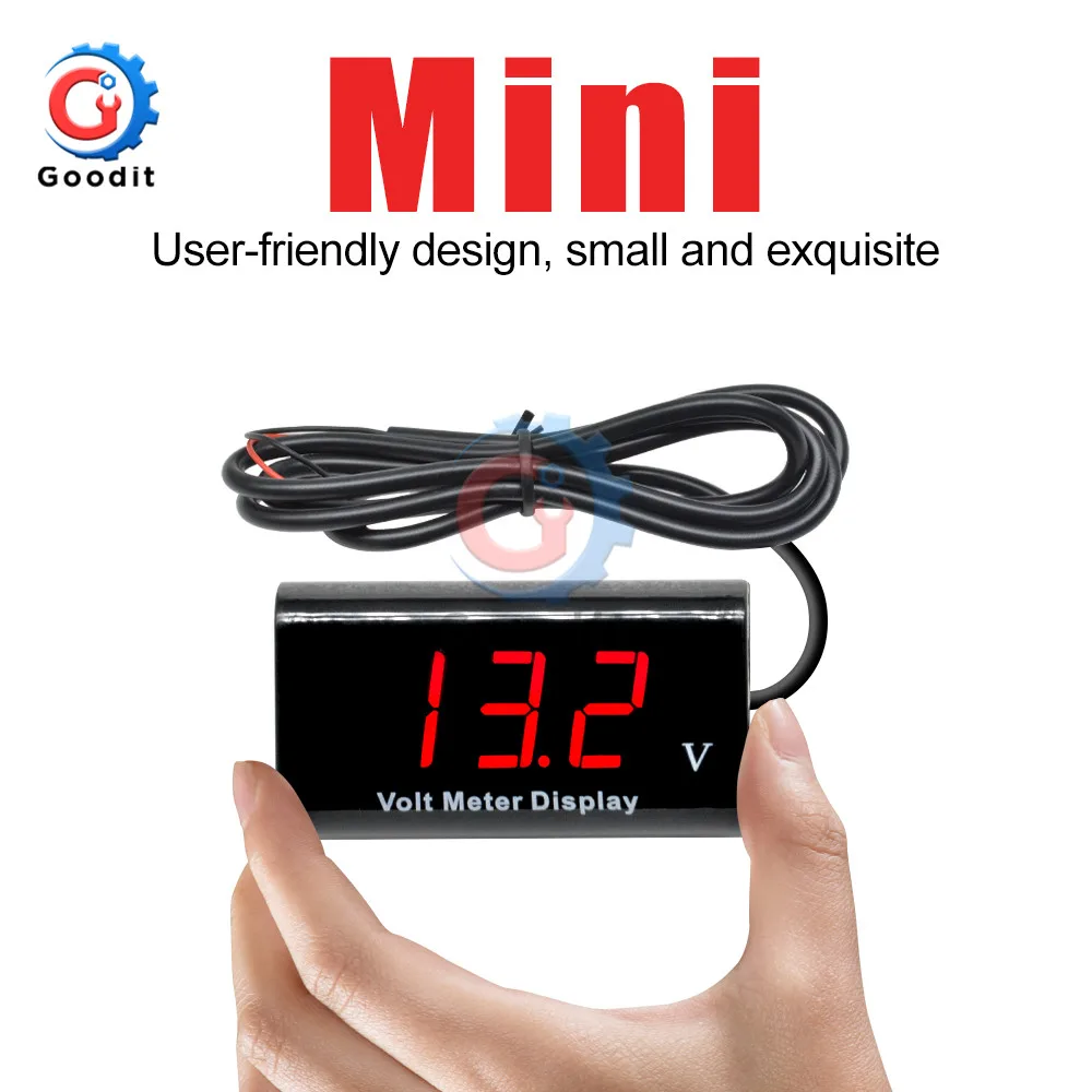 Цифровой светодиодный мини вольтметр IPX6 водонепроницаемый 0 56 дюйма постоянный