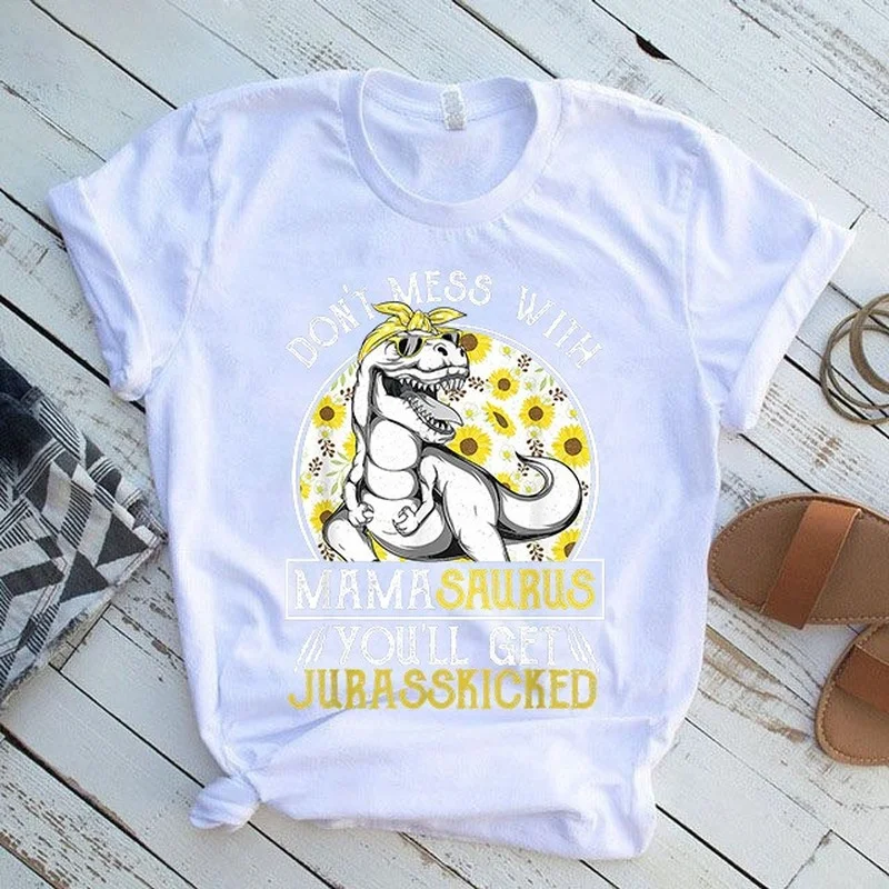 

Dont Mess with Mama Saurus Print Women T Shirt Short Sleeve O Neck Loose Women Tshirt Ladies Tee Shirt Camisetas Mujer