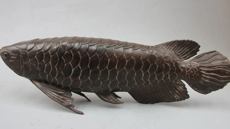 18 "Китайская народная фэн-шуй Бронзовая рыба циприноид Карп barracuda статуя | Дом и
