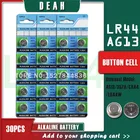 Щелочные ячейки DEAH 30 шт., 1,55 в AG13 LR44, батарейки для монет AG 13 LR44W LR1154 SR44 A76 357A 303 357, кнопочные батарейки для часов и игрушек