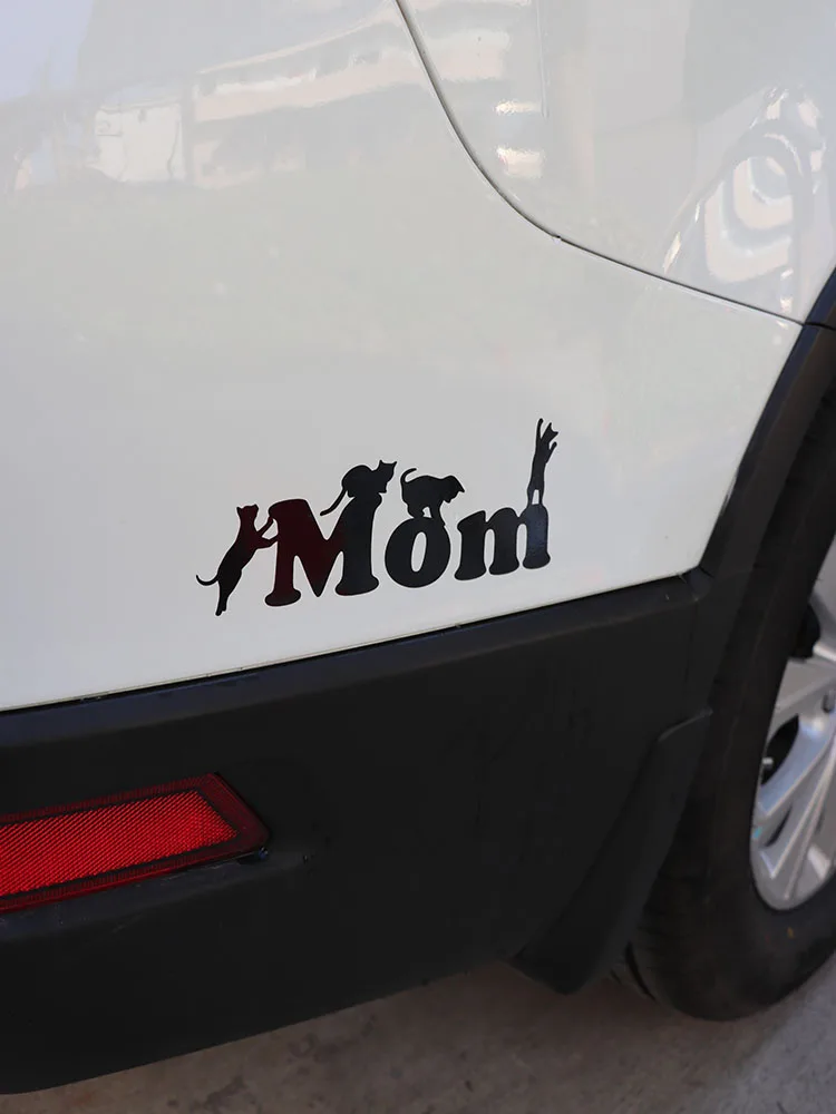 

ZTTZDY 20*7.7CM Cat Mom Car Sticker Styling Vinyl Decal Window Black/Silver ZJ4-0215