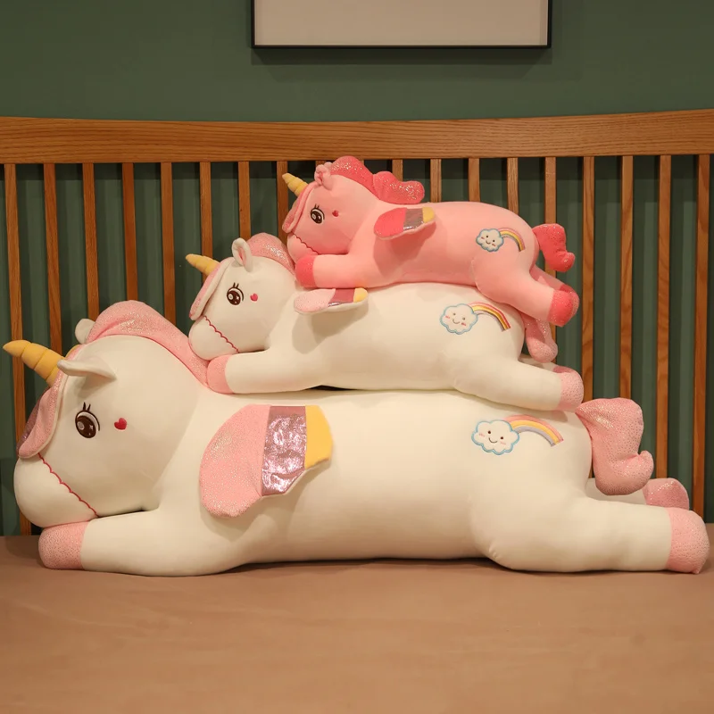 

Soft Cloud Pattern Unicorn Plush Toy Stuffed Cartoon Wings Cuddly Plushie Sofa Cushion Room Pillow Birthday Gift for Kids Girls
