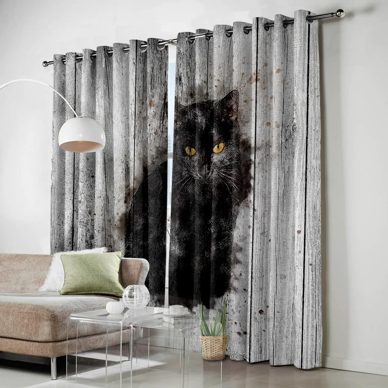 Милая кошка с акварельным стилем на деревянном текстурном фоне оконная