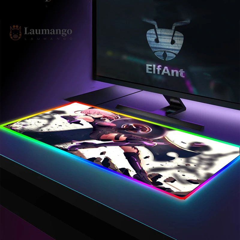 

Rgb Luminous kawaii Fate Grand Gaming Mouse Pad Colorful Oversized Usb Led Glowing Desk Mat Table Mat PC gamer cabinet