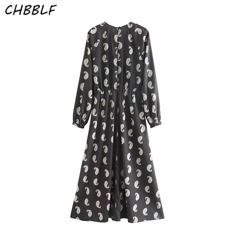 CHBBLF женское платье макси в стиле ретро с принтом пейсли галстуком-бабочкой