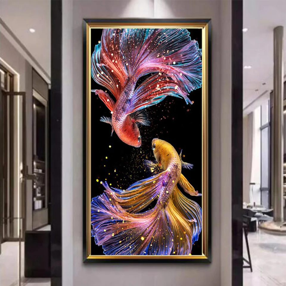 

Full Square/Round Animal Koi DIY Diamond Painting Fish Diamond Embroidery Goldfish Cross Stitch Rhinestones Diamond Mosaic Decor
