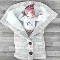 2021 new knitted button thicken wool blanket baby blankets newborn baby born swaddle blankets bedding baby wrap stuff baby funny