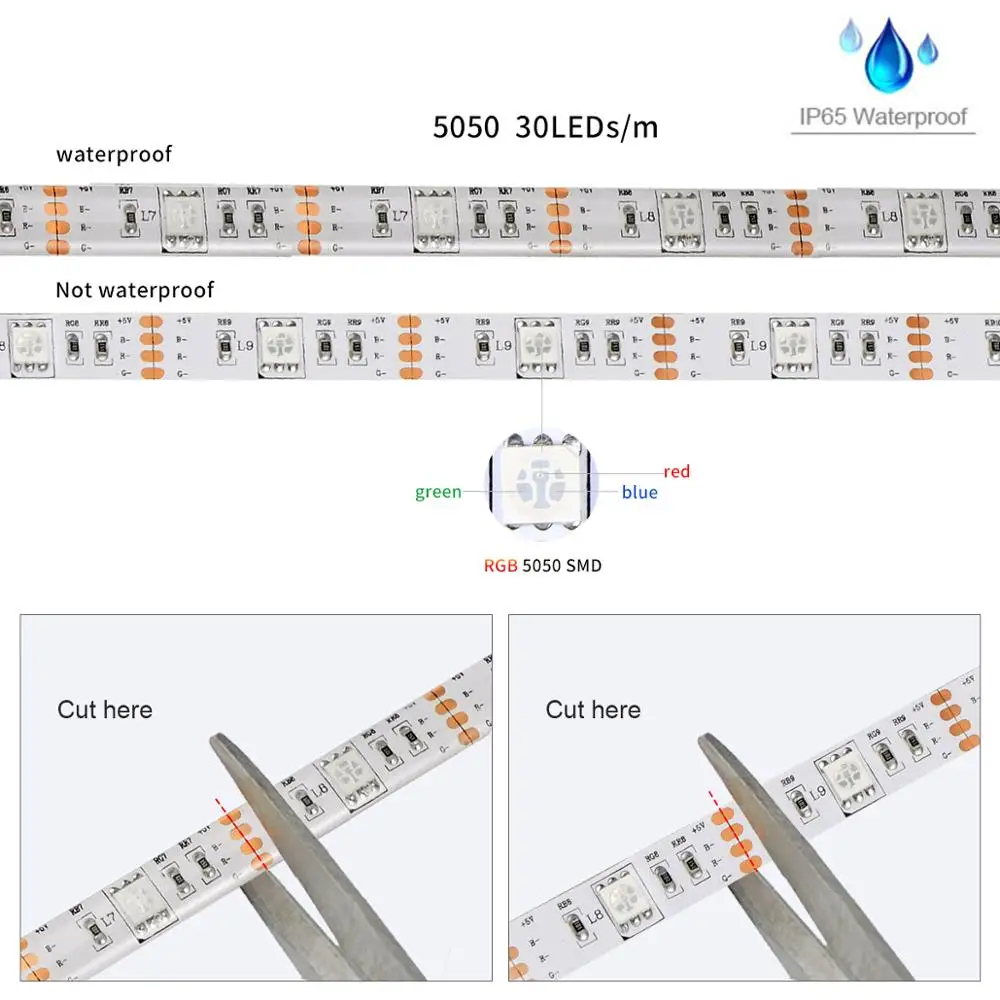 USB Светодиодные ленты светильник SMD5050 RGB гибкий светодиодный лента 5V неоновая