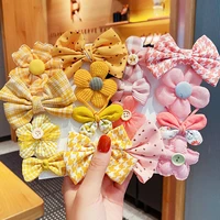 8pcsset new girls cute cloth bow flower hairpins kids sweet hair decorate clips barrettes headband fashion hair accessories