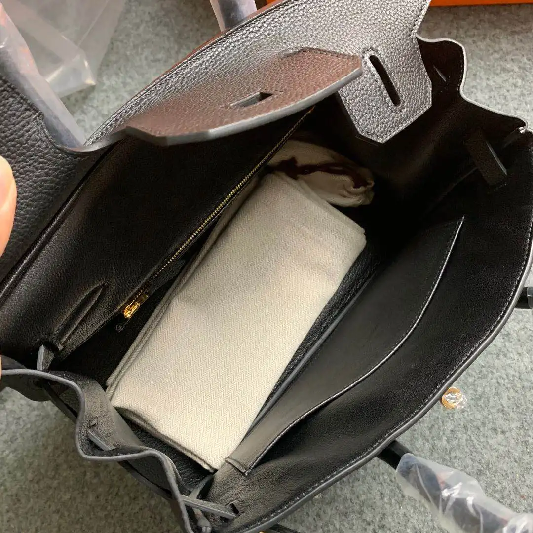 

Handmade LUXURY Purse 25CM,BRAND HANDBAG,BLACK BAG,Togo leather, Wax line stitiching,Fast delivery