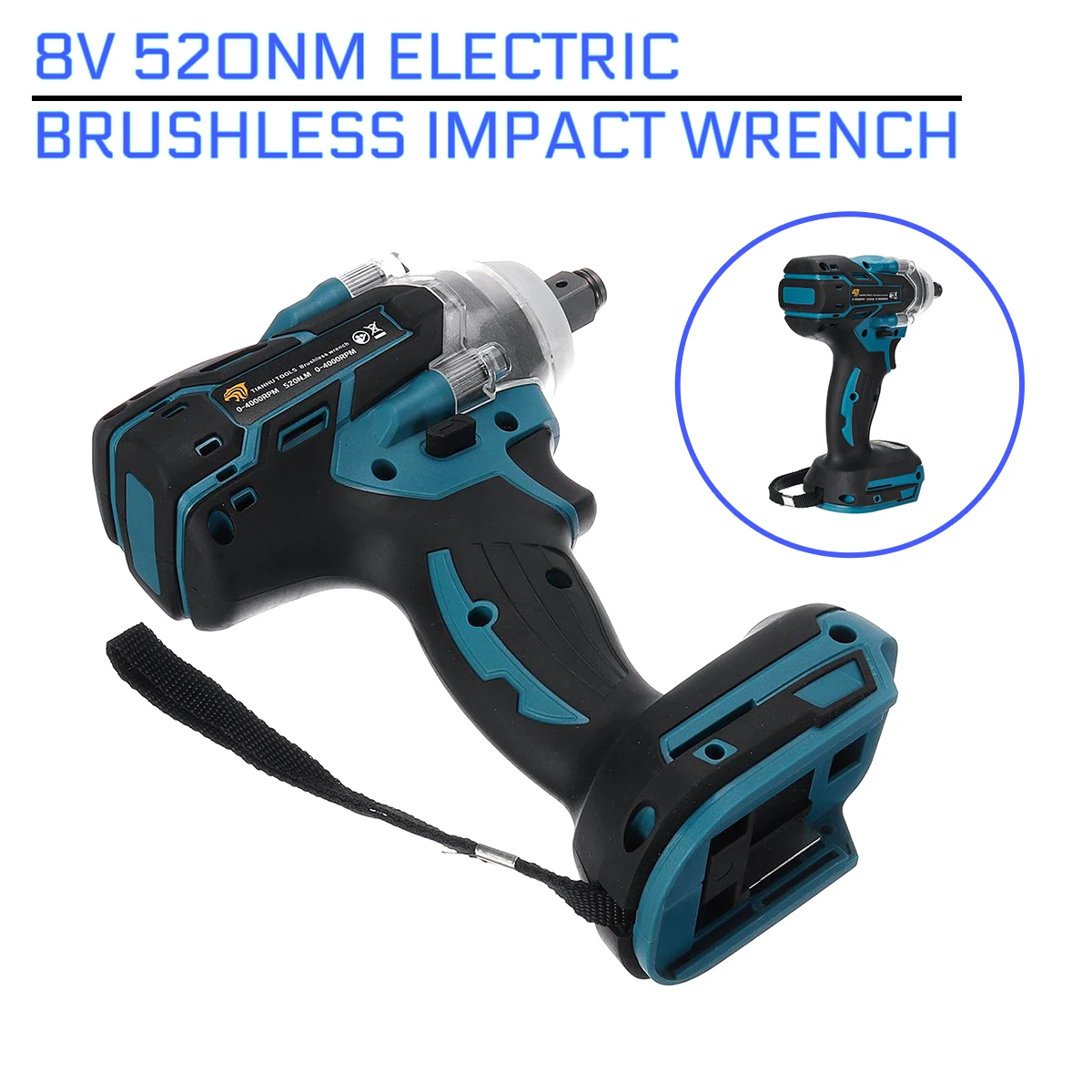 

520Nm 18V Electric Brushless Impact Wrench Rechargeable Cordless 1/2 Socket Wrench Power Tool For Makita Battery DTW285Z