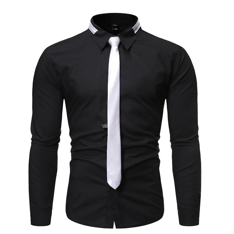 Мужская модная Повседневная рубашка с длинным рукавом индивидуальным вырезом и