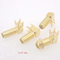 100pcs new rf coaxial connector sma kwe lengthened 17mm bending seat outer screw inner hole radio frequency special wholesal