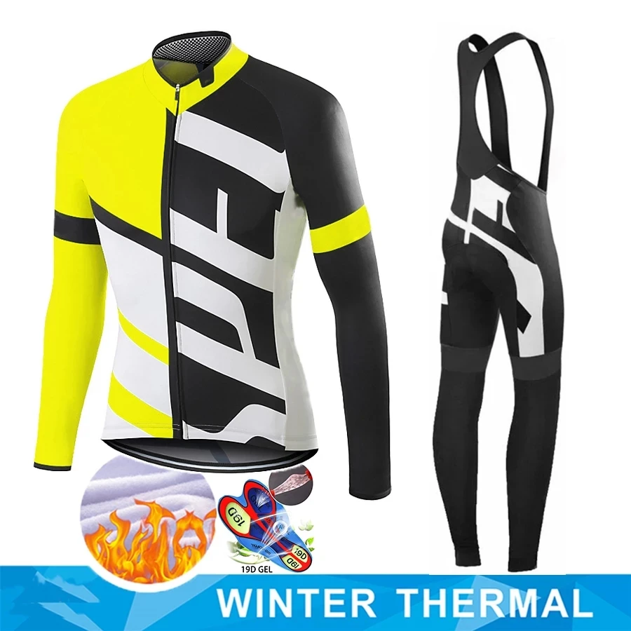 

Теплый зимний флисовый комплект одежды для велоспорта 2021, Мужская Уличная одежда для езды на горном велосипеде, 19D гелевые брюки с нагрудник...