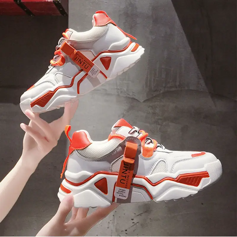 Кроссовки женские массивные Вулканизированная подошва сетчатые на платформе