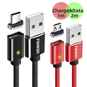 Магнитный USB кабель, USB-Micro USBUSB-Type C, 12 м, белыйкрасныйчерный