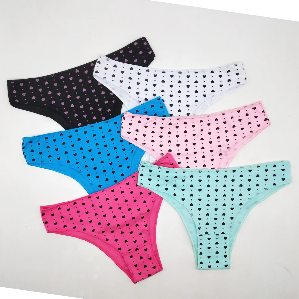 

6 Pieces Women Underwear Cotton Comfortable Ladies Panties Female Cute Heart Pattern Underpants Girl’s Knickers Briefs Lingerie