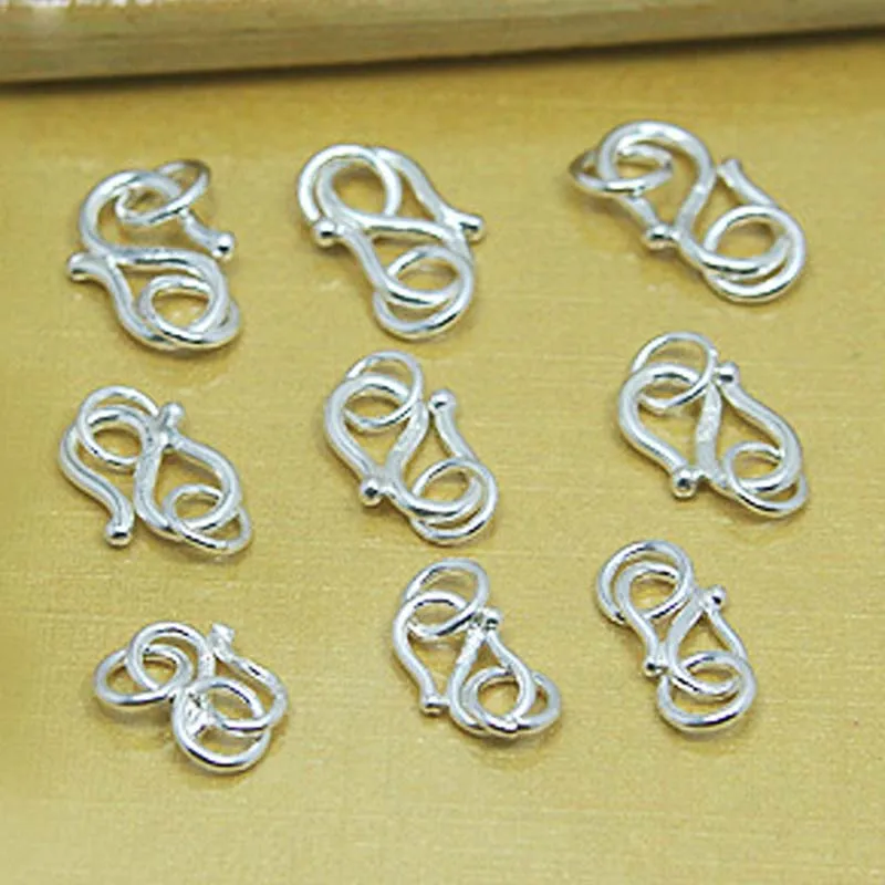 3pcs Genuine Real Pure Solid 925 Sterling Silver S Hook Fish Clasps Claw Jewelry Making Findings Necklace Bracelet Clasp