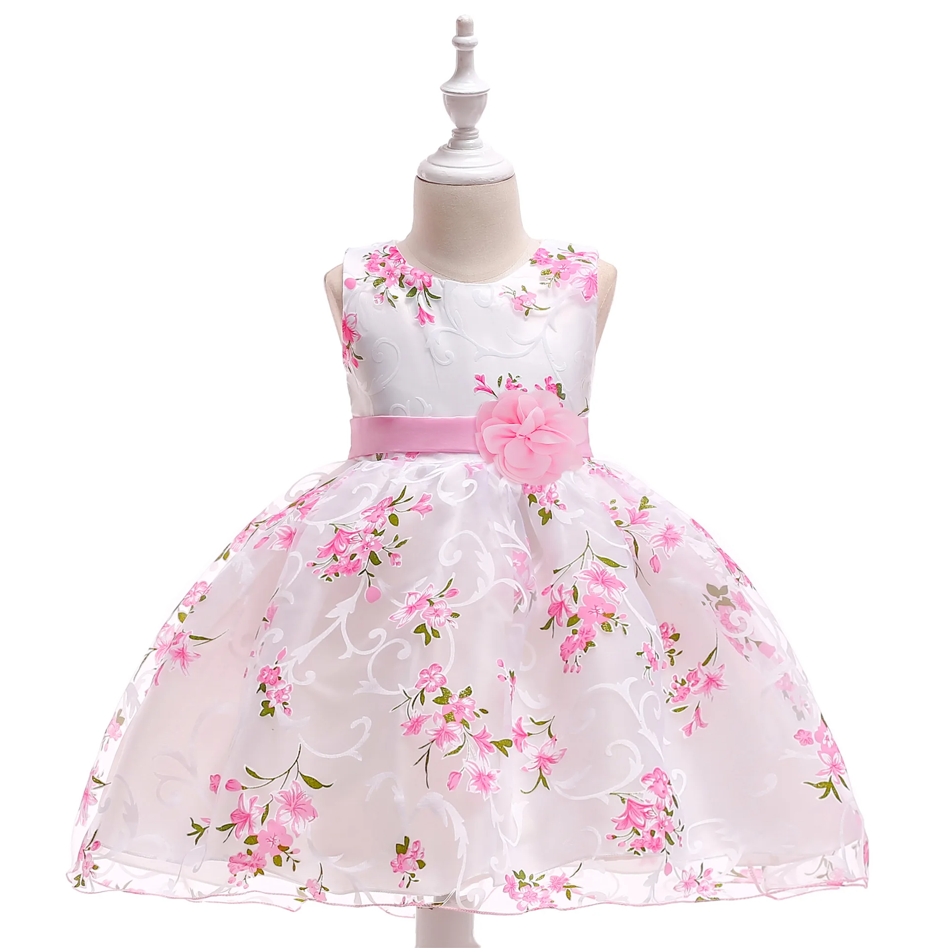 

Одежда для малышей с цветочным принтом и розовым бантом, детские вещи для девочек 1 года, платья для дня рождения, платья для девочек