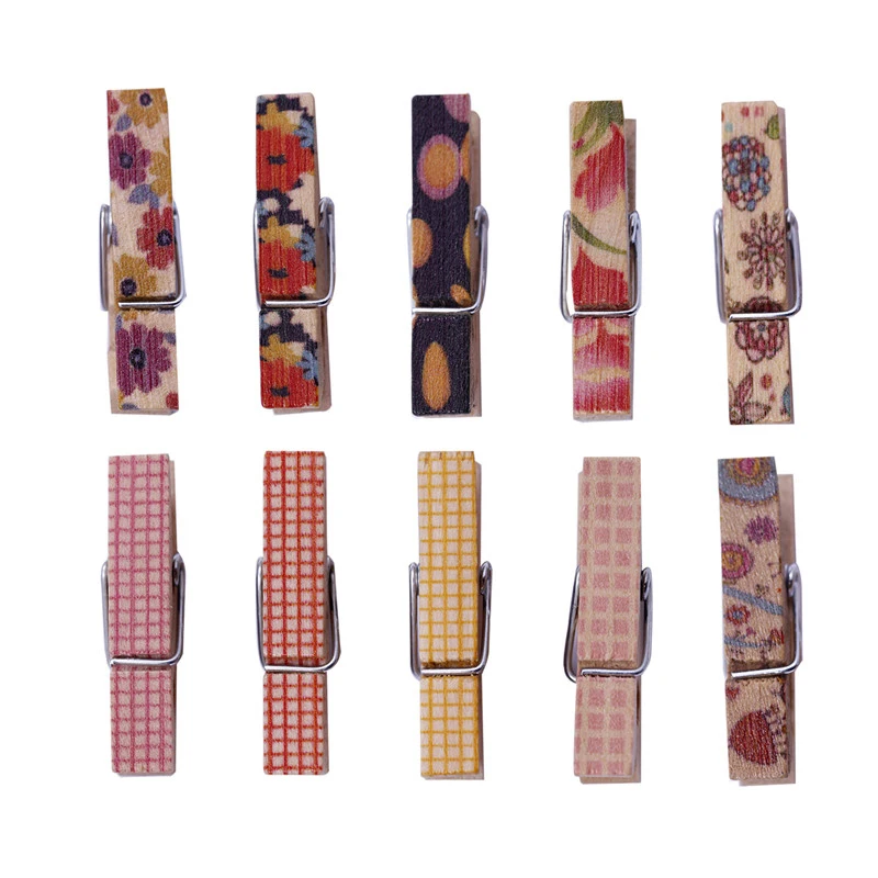 50 шт. многоцветный деревянный зажим мини ремесло колышки ткань фото висячие дома