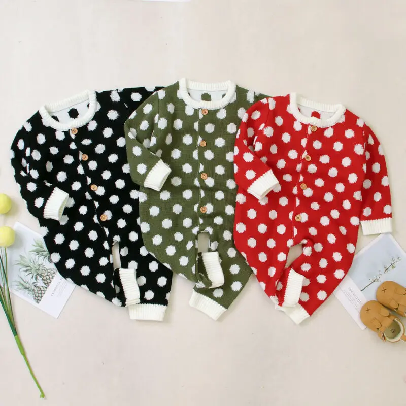 Одежда для новорожденных девочек вязаный свитер в горошек с длинными рукавами и