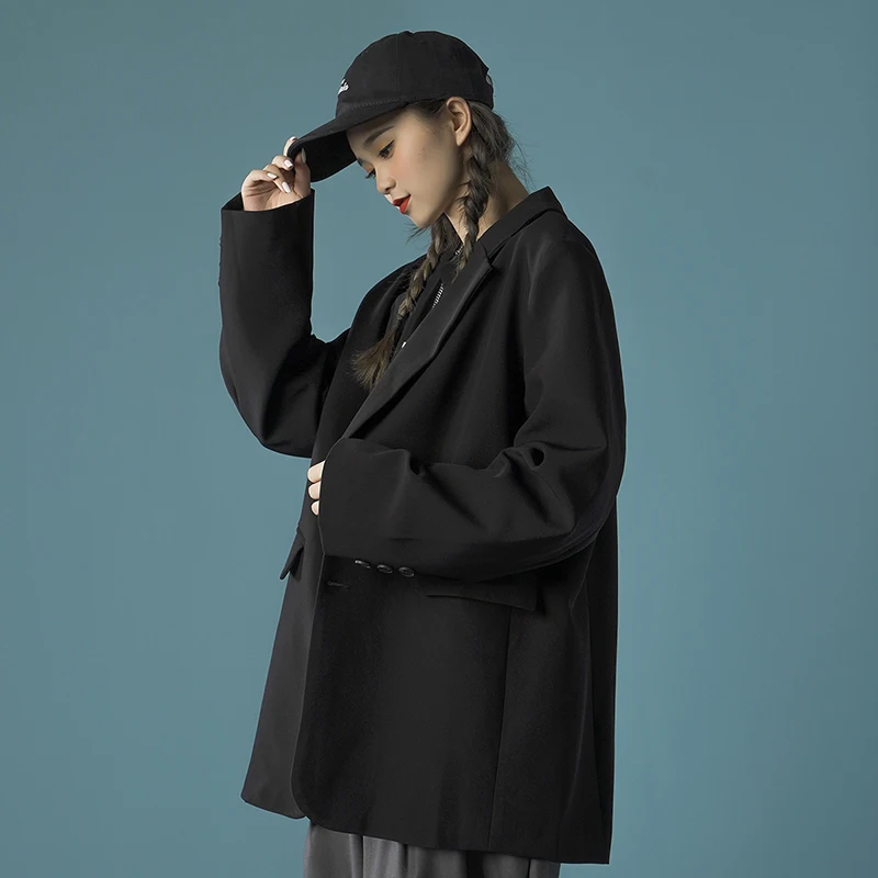 

Женский блейзер в британском стиле, повседневный Тонкий однобортный пиджак оверсайз с английским воротником, весна-осень 2021