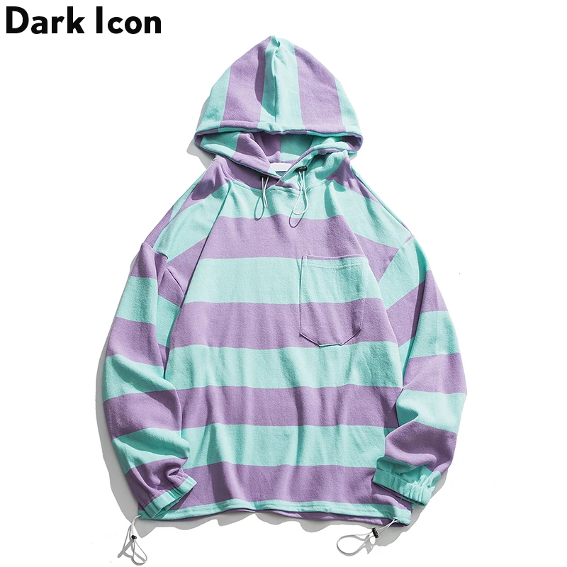 Темно икона полосатый уличный мужские толстовки негабаритных хип хоп толстовка