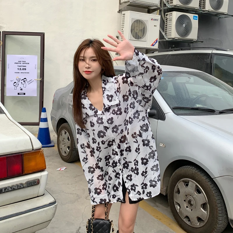 

Long Sleeve Shirt Women's 2021 Spring New Mid Long Top Coat