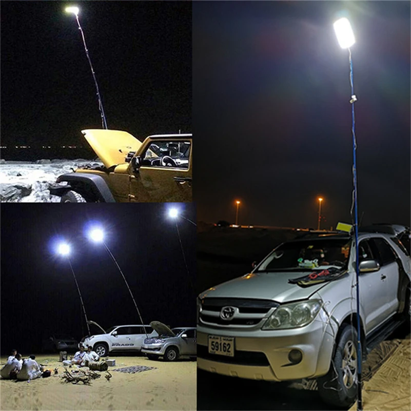 

Portable led flood light 12V outdoors Camping Light Tent Lights 4.5m telescopic rod work light Lantern rechargeable Battery
