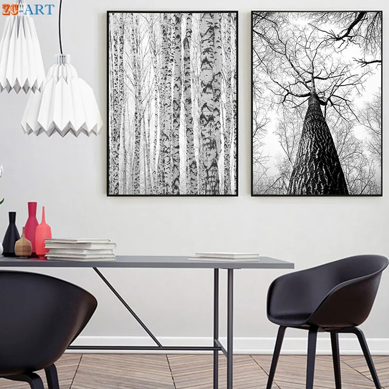 Черно белая Картина на холсте современное настенное искусство природный плакат