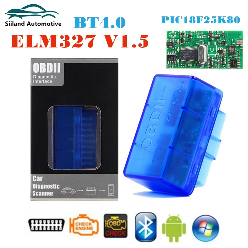 

Инструмент Диагностический ELM327 OBD2 BT с прошивкой 1,5, сканер автомобильный PIC18F25K80 ELM 327 V1.5 obd2 с поддержкой 9 протоколов для Android/ПК