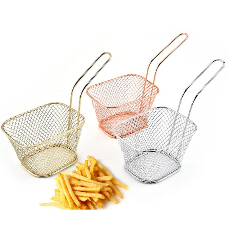 Portable Mini Chip Fryer French Fries Basket Frying Pan Filter Kitchen Cooking Chef Strainer Table Food Serving | Дом и сад