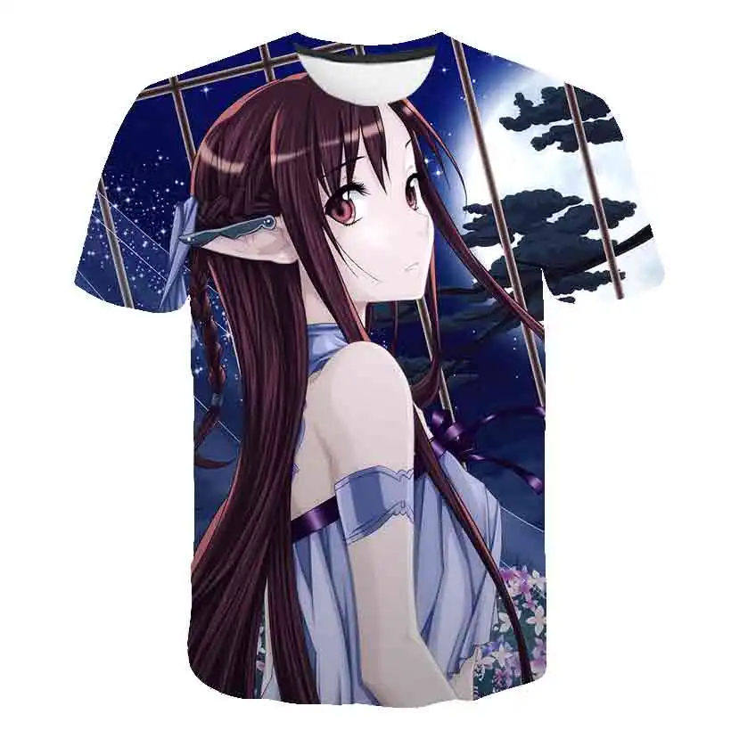Летняя футболка для подростков с героями аниме Sword Art Online модная женская и мужская