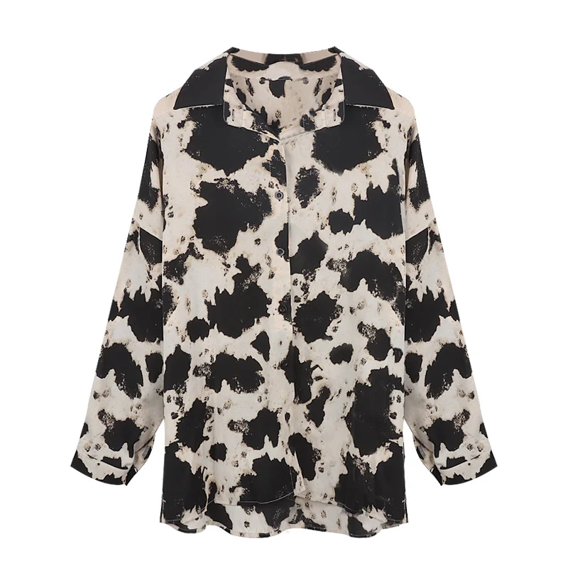 Рубашка женская с леопардовым принтом Повседневная блуза из сетчатой ткани