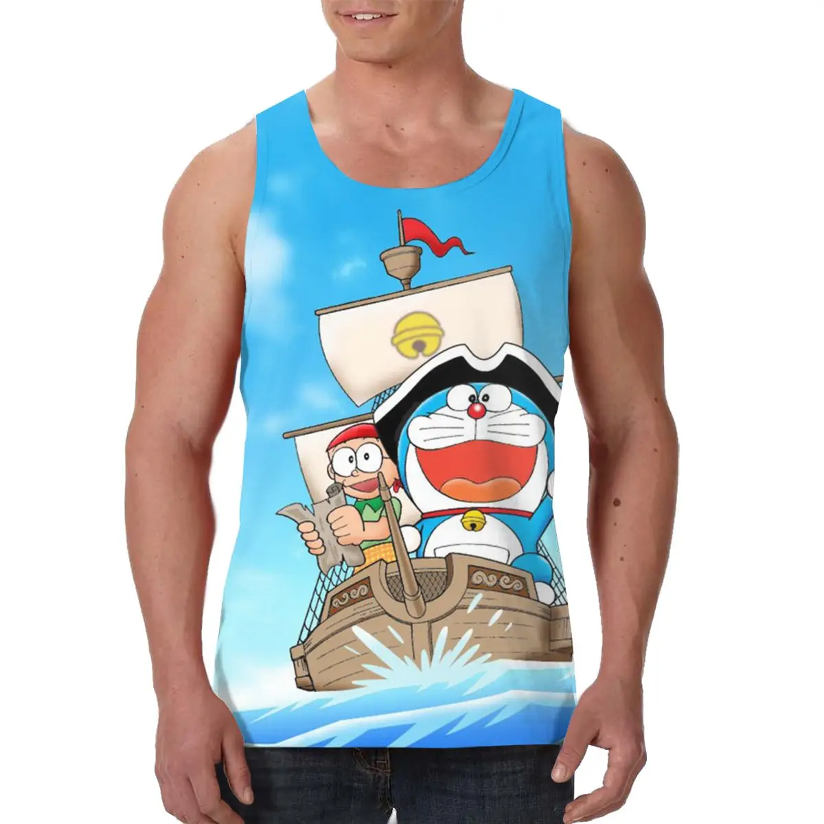 

Brand Shizuka Nobita Doraemon Workout Men Tank Top Fitness Sleeveless Shirt Mens Bodybuilding Men Sportswear Vest Muscle Singlet
