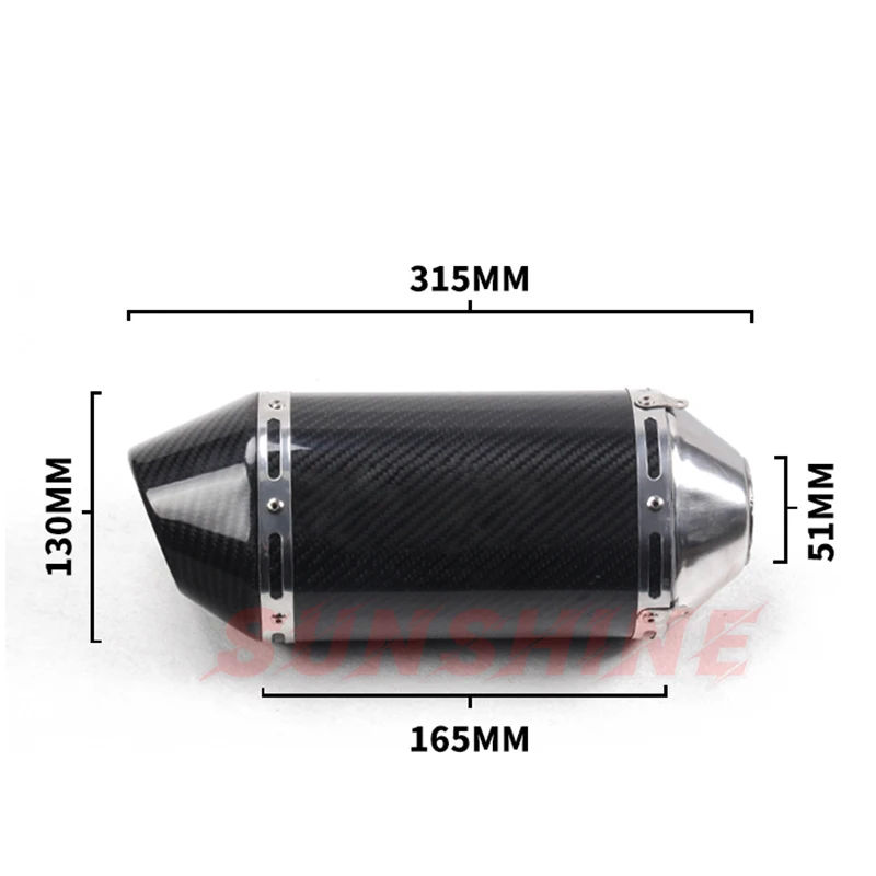 Echappement Escape Moto Universal Motorcycle Exhaust Pitbike Carbon Fiber Muffler Pipe For gsr 400 CBR600F MT07 MT09 NK400 ATV | Автомобили
