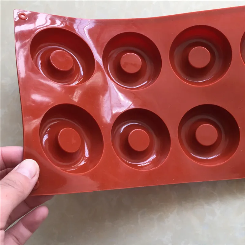 8 без рукавов в клеточку форме пончика пудинга круг пресс-формы силиконовая форма