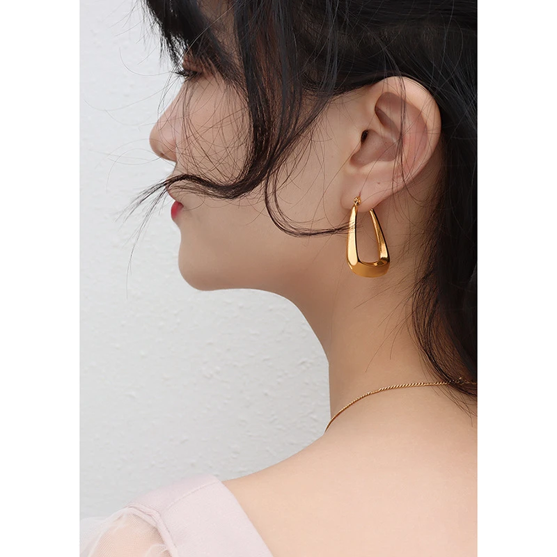 

French Style Geometric U Shape Cuff Earrings For Women Trendy Jewelry Vintage Stainless Steel Eardrop Party Accessories Gifts