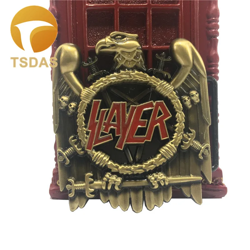 1 Античная латунь SLAYER орел металлическая пряжка ремня ковбой музыка Рок Хип-Хоп Мода Досуг бунтарский бум пряжка ремня - Цвет: 1